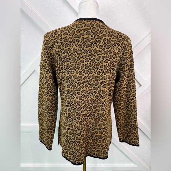 Exclusively Misook Leopard Print Knit Jacket Cardigan Petite Small - Picture 4 of 9
